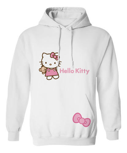 Sudadera Hello Kitty Osito De Peluche Moño Rosa 