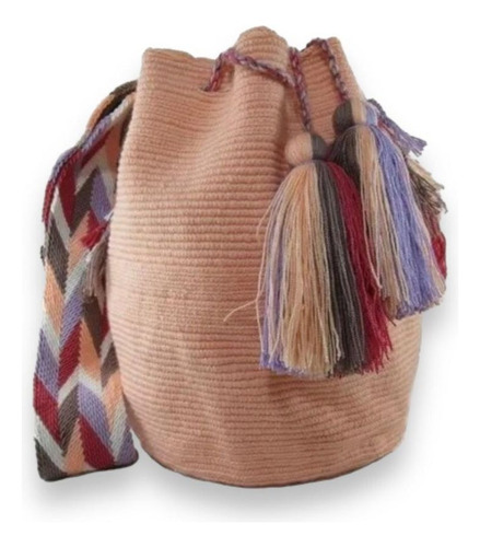 Mochila Wayuu Unicolor Lisa Beige Paste Original 