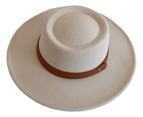 Sombrero Canotier Fieltro De Paño Ala Ancha Atemporal Unisex