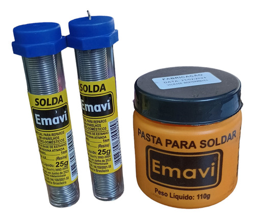 Kit Pasta Para Solda 110g E 2 Estanho Emavi 25g