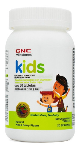 Gnc Milestones Kids Chewable Multivitamin - 60.00 Tabletas Sabor Moras