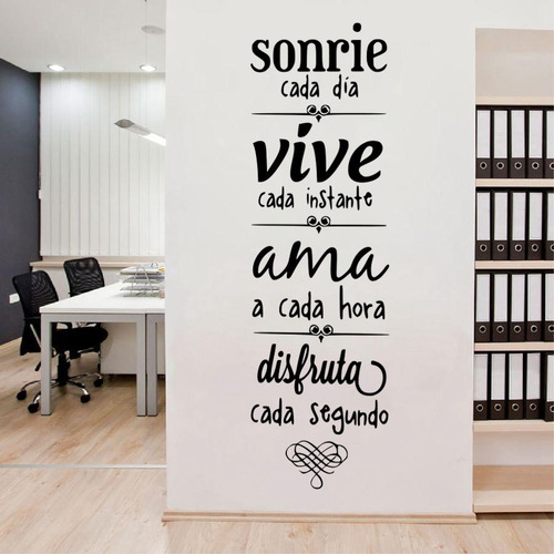 Vinil Decorativo Para Pared Frases Letras Sonrie Cada Día...