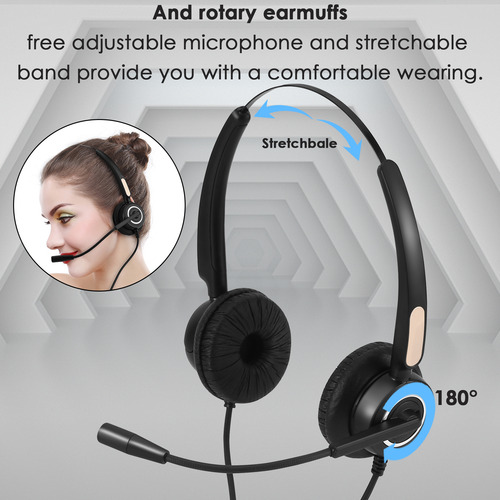 250cm Auriculares De Centro De Llamadas Usb Con Micrófono