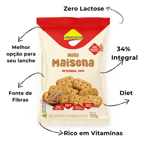 Mini Maisena Diet Lowçucar 100g Sabores Variados Kit Com 12