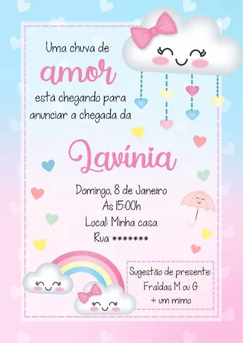 Convite Chá Revelação Chuva de Amor Chuva de Amor