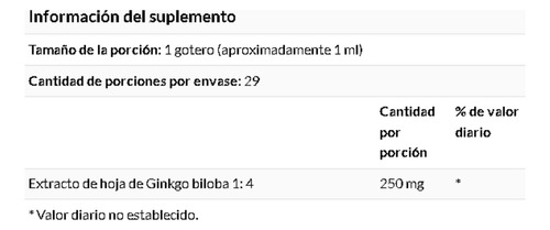 Ginkgo Biloba Extracto Liquido 29.6 Ml Swanson