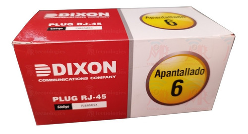 Conector Plug Rj45 Cat6 Apantallado Dixon Caja 100 Unidades