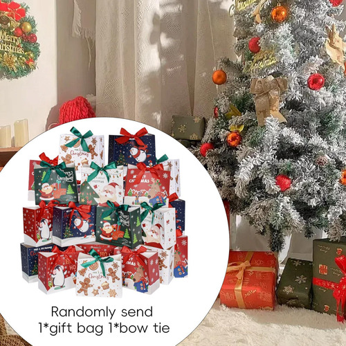 4 Bolsa De Regalo De Navidad Con Pajarita, Suministros Para