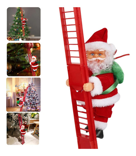 Lindo Muñeco Eléctrico De Papá Noel Subiendo Escaleras, Con