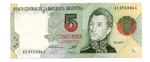 Billete Argentina 5 Pesos Convertibles 1 Diseño Bot 3035 Ex+