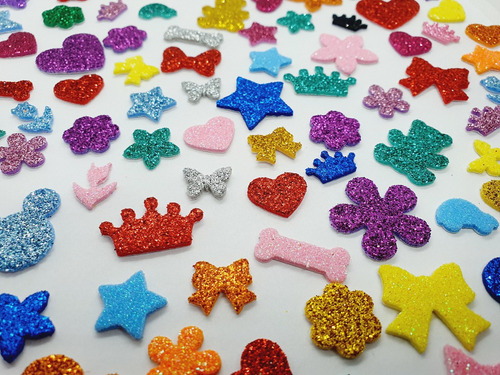 100 Adesivos Pet Piercings Lacinhos Eva Com Glitter Para Petshop Cães E Gatos Banho E Tosa