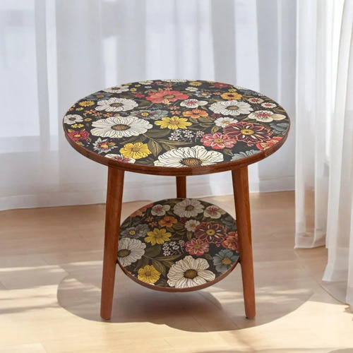 Mesa De Centro Minimalista De Madera Mesa Lateral 2 Estantes Marrón
