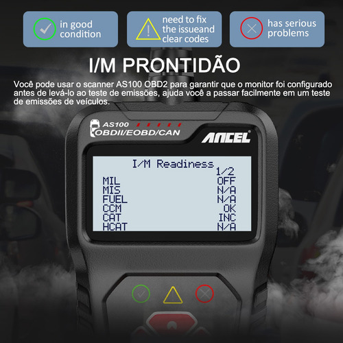 Automotivo Scanner Obd2 Ancel As100 Ler E Limpar Códigos