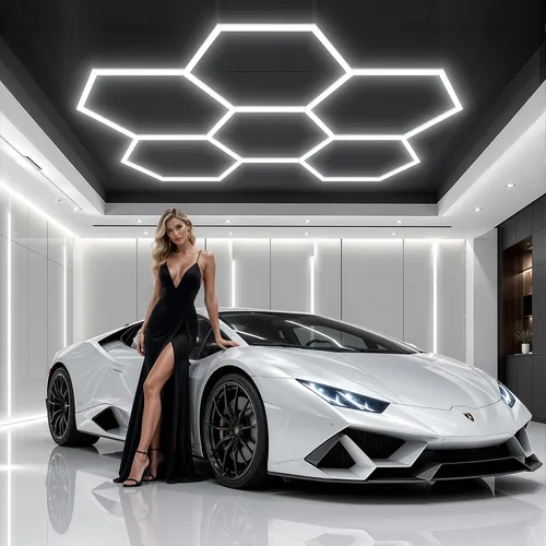 Foto real de Luminaria Hexagonal LED Teto 6 Celulas de Comeia Iluminacao