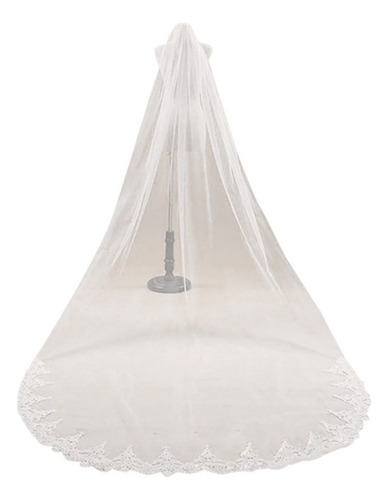 Vestido De Noiva Longo De Tule Importado Blanco 3 Metros Cn