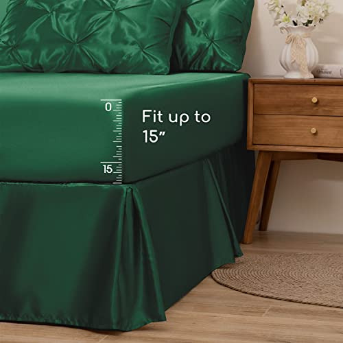 Edredón Seda Matrimonial 8 Pzs Juego Ropa Cama Verde Oscuro