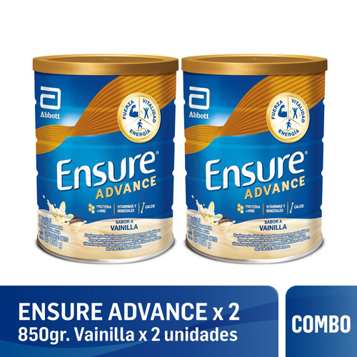 Suplemento en polvo Abbott  Ensure Advance carbohidratos sabor vainilla en lata de 1.7kg pack x 2 u