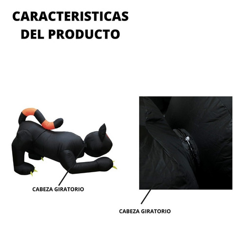 Imagen 4 de 10 de Inflable Decorativo Gato Negro Movil Halloween Con Luces