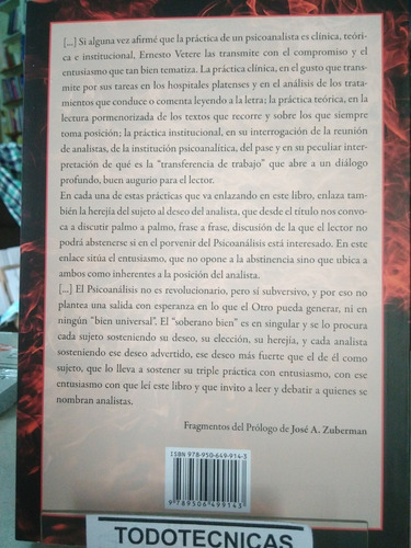 Imagen 2 de 3 de El Deseo Del Analista Y La Herejia Del Sujeto - Vetere -lv