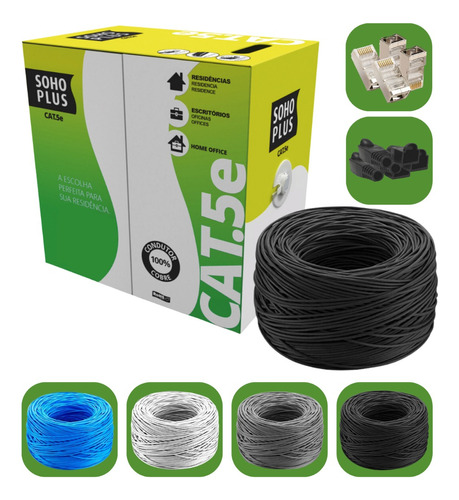 Cabo Furukawa Cat5e Soho Plus 100mt Preto +20 Con Blind Capa