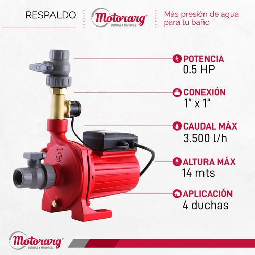 Imagen 2 de 12 de Bomba Agua Presurizadora Motorarg - Tip Te 14 0.5 Hp