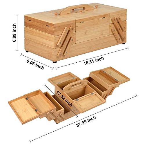 Caja Organizadora De Madera Para Suministros De Costura 3niv