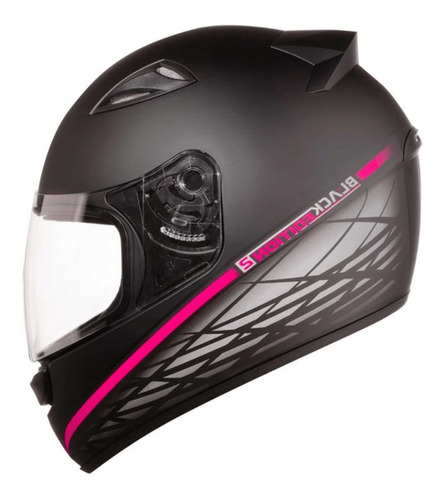 Capacete Ebf Spark Flash Fechado Preto Fosco Rosa Feminino