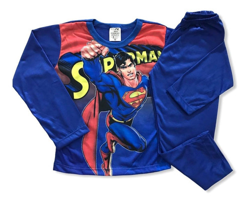 Conjunto Pijama Infantil Manga Longa Superman Menino 2 Ao 12