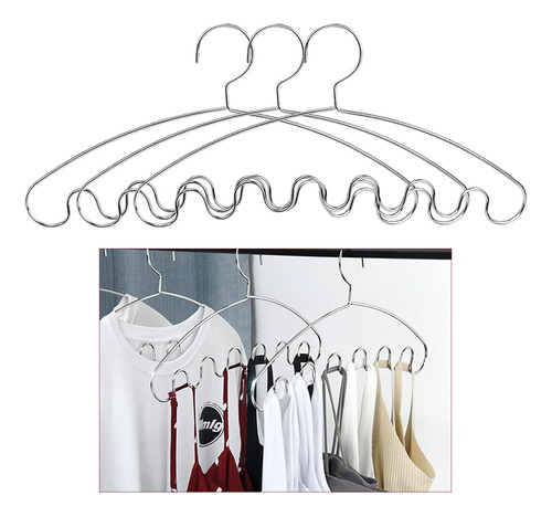 Chrome Tank Tops Hangers - 3 Pack Stainless Steel Closet Org