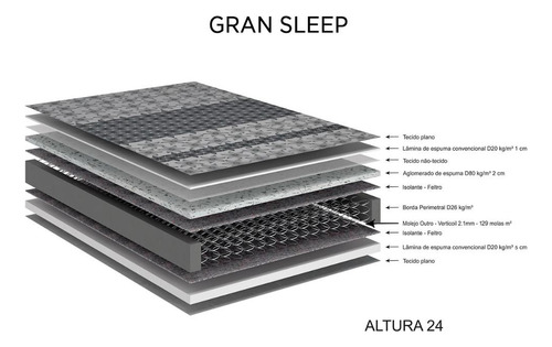 Cama Box Areia Solteiro 88x188 Com Colchão Gransleep Ecoflex