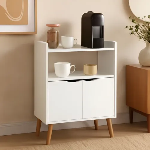Aparador De  Sala Buffet Cantinho Do Café 2 Portas - Mod.0602 Cor Branco