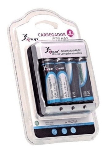 Carregador De Pilhas Aa, Aaa E Bat. 9v Kp-511aa+4 Pilhas Aa