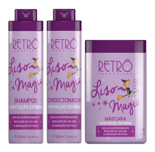 Retrô Liso Magia Shampoo 1l + Condi 1l + Máscara 1kg