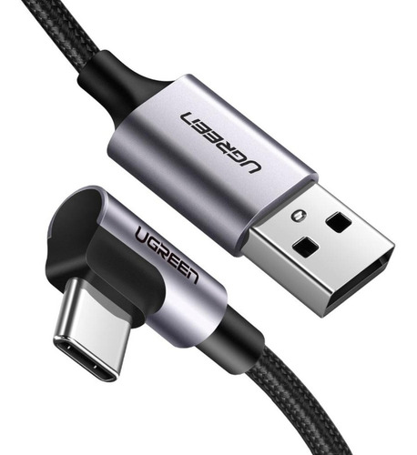 Cable USB-C de 90 grados a USB-A 2.0 con 3 metros, color negro