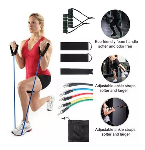 Imagen 8 de 9 de Bandas Elásticas De Resistencia Ejercicios Kit De 11 Piezas