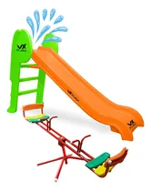 Comprar Sube Y Baja + Tobogan 3 Escalones Plegable Pileta Vxplay Color Naranja-verde