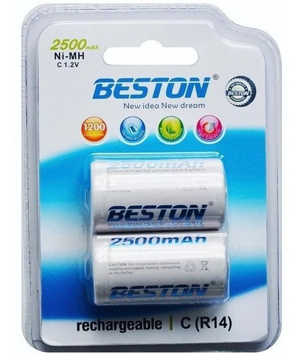 Batería X2 Tipo C 2500mah 1.2v Beston R14 Pila Recargable 