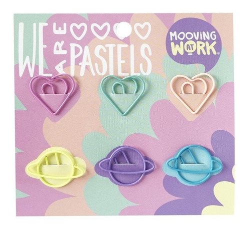 Clips C/ Forma Mooving Pastel 3 Cm 1 Pack X6 U Maw