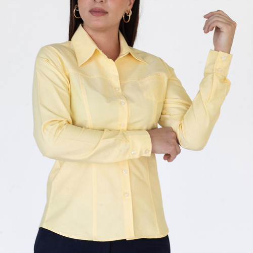 Blusa Mujer Moda Amarillo Oxford Tallas Extras Blue Stone