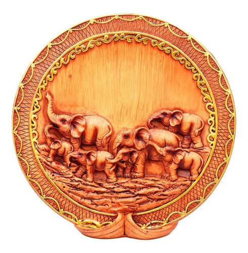 Elefantes Plato Decoración Tono Madera Ganesha Dayoshop