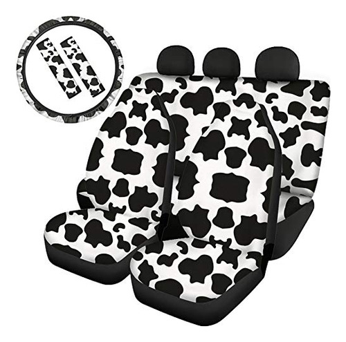 Uniceu Black And White Cow Imprimir Accesorios De Coche Conj