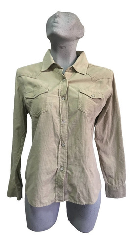 Camisa De Pana Para Mujer Blusa Dama George Color Beige Mang (Usado)