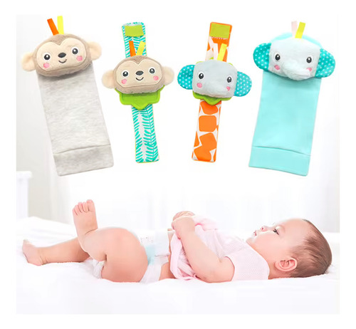 Set Calcetines Pulseras Sonajero Juguete Estimulación Bebé