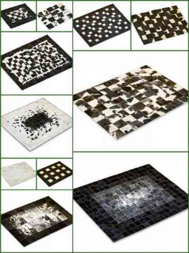 Alfombra Patchwork De Cuero De Vaca Con Pelo. 1,8 M X 2,4m