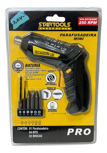 Mini Parafusadeira Recarregavel 3,6v Bivol Com Led Startools