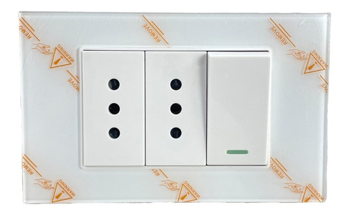 Tomacorriente Doble + Interruptor Pared Blanco250v Cert. Sec