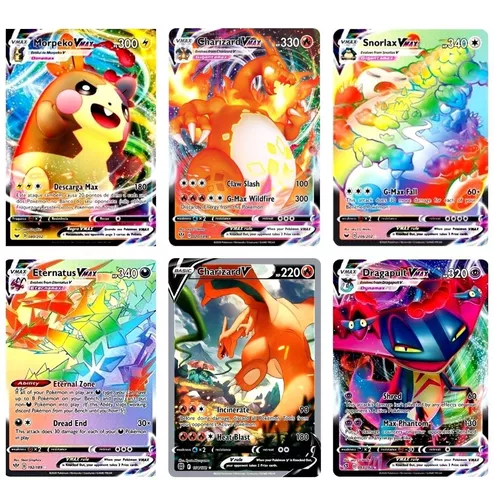 Cartas pokémon brilhantes vstar gx ex vmax v mega tag equipe