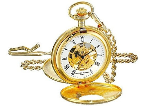 Charles-hubert, Paris Gold-plated Mecánico Reloj De Bolsillo