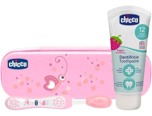 Set Cuidado Dental Chicco Cepillo Pasta Sin Fluor Con Estuch