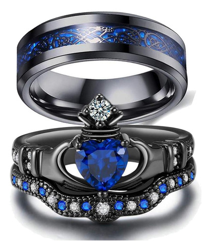 Conjunto De Anillos De Pareja Para Novia Anillo Claddagh Ne